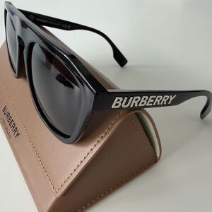 Burberry Black Sunglasses with Cream Logo Accent